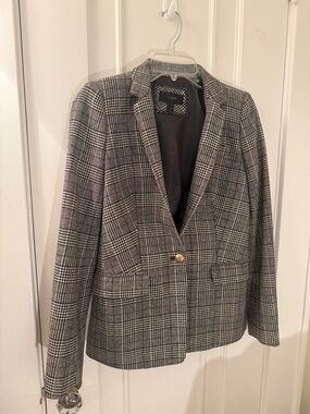 J. Crew Gray Plaid Single-Button Blazer 2011 vintage classic